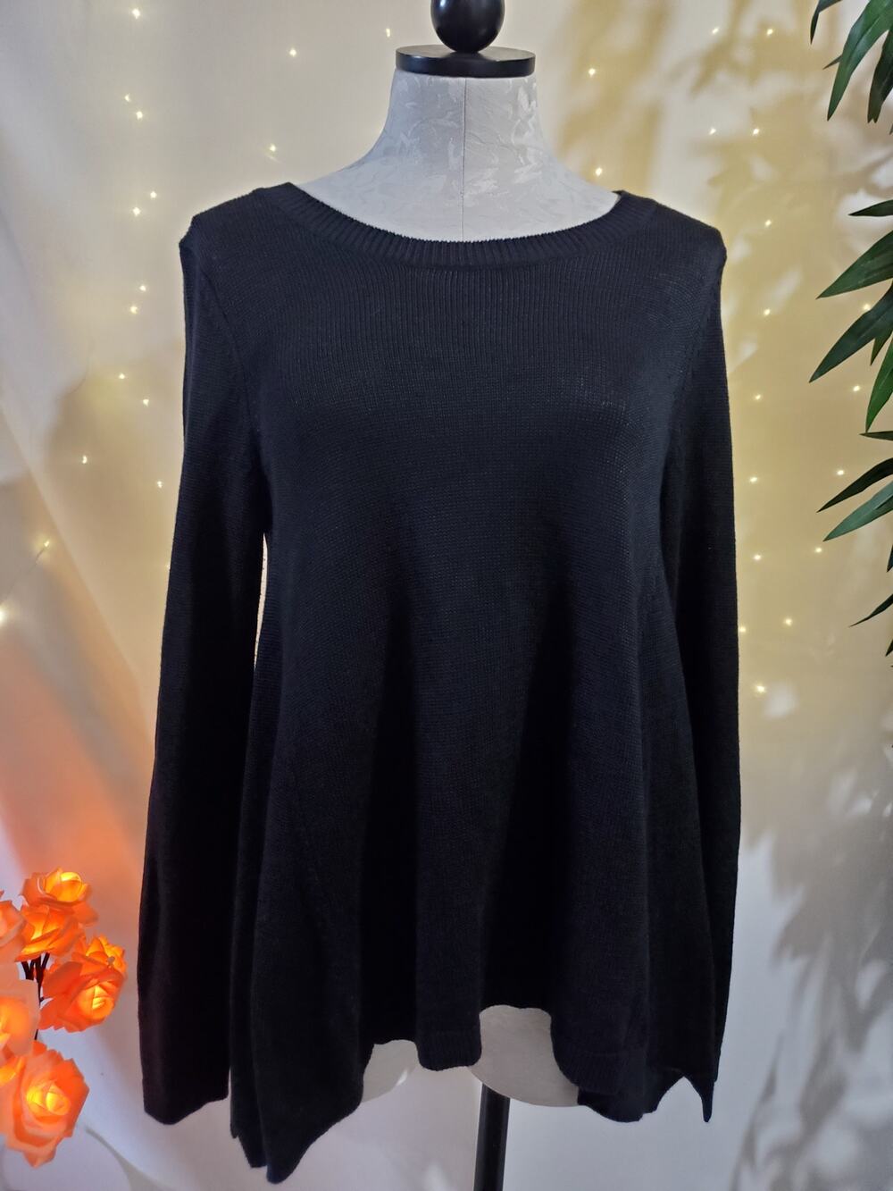 Lauren Ralph Lauren Long Sleeve Knit Sweater Women's Size M Black Boatneck